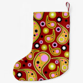 明るい色のペイズリー パーソナライズされた スモールクリスマスストッキング (裏面)