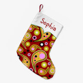 明るい色のペイズリー パーソナライズされた スモールクリスマスストッキング (正面 (吊り時))