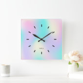 明るい色のホログラフィック背景 スクエア壁時計 (ホーム)