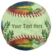 明るい色のマカオオウム赤くちばしの葉 ソフトボール (裏面)