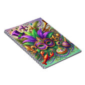 明るい色のマルディグラスマスクハットビーズ羽毛 ノートブック (右側)