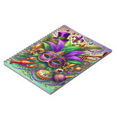 明るい色のマルディグラスマスクハットビーズ羽毛 ノートブック (左側)