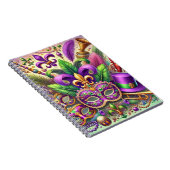 明るい色のマルディグラスマスクハットビーズ羽毛 ノートブック (右側)