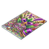 明るい色のマルディグラスマスクハットビーズ羽毛 ノートブック (左側)