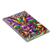 明るい色のマルディグラスマスクハットビーズ羽毛 ノートブック (右側)