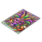 明るい色のマルディグラスマスクハットビーズ羽毛 ノートブック (左側)