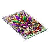 明るい色のマルディグラスマスクハットビーズ羽毛 ノートブック (右側)