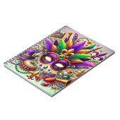 明るい色のマルディグラスマスクハットビーズ羽毛 ノートブック (左側)