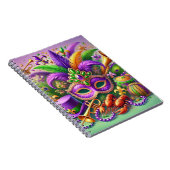 明るい色のマルディグラスマスクハットビーズ羽毛 ノートブック (右側)