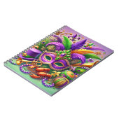 明るい色のマルディグラスマスクハットビーズ羽毛 ノートブック (左側)