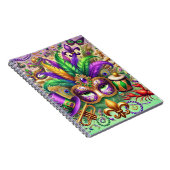 明るい色のマルディグラスマスクハットビーズ羽毛 ノートブック (右側)