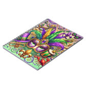 明るい色のマルディグラスマスクハットビーズ羽毛 ノートブック (左側)