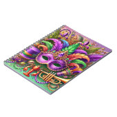 明るい色のマルディグラスマスクハットビーズ羽毛 ノートブック (左側)