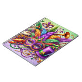 明るい色のマルディグラスマスクハットビーズ羽毛 ノートブック (左側)