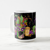 明るい色のマルディグラスマスク&ドリンク コーヒーマグカップ (正面左)