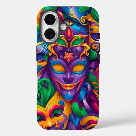 明るい色のマルディグラスマスク Case-Mate iPhoneケース (裏面)