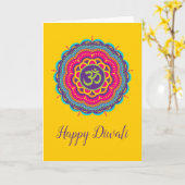 明るい色のマンダラのディワリグリーティングカード カード (黄色い花)