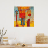 明るい色のモダン友人3人 ポスター (キッチン)