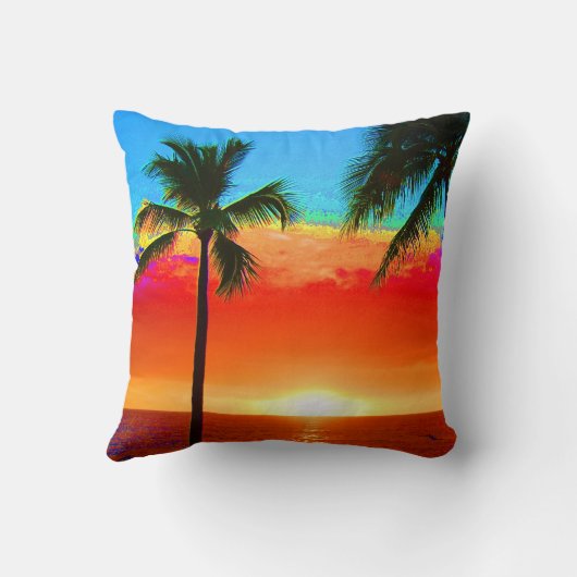 明るい色のヤシの木 クッション (裏面)