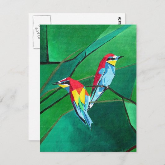 明るい色のヨーロッパビーイーター幾何学芸術 ポストカード (正面/裏面)