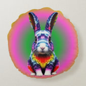 明るい色のラビットヒッピーGroovyバニー ラウンドクッション (裏面)