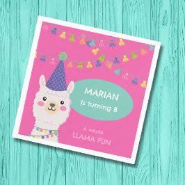 明るい色のラマパーティー スタンダードカクテルナプキン