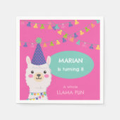 明るい色のラマパーティー スタンダードカクテルナプキン (正面)