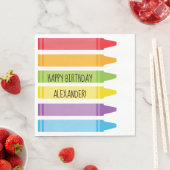 明るい色のレインボークレヨン誕生日パーティー スタンダードランチョンナプキン (インサイチュ)