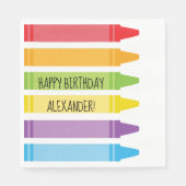 明るい色のレインボークレヨン誕生日パーティー スタンダードランチョンナプキン (正面)