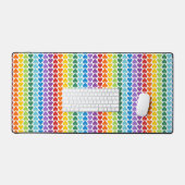 明るい色のレインボーバレンタインハート デスクマット (キーボード&マウス)