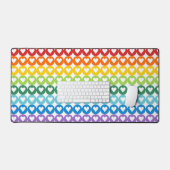 明るい色のレインボーバレンタインハート デスクマット (キーボード&マウス)