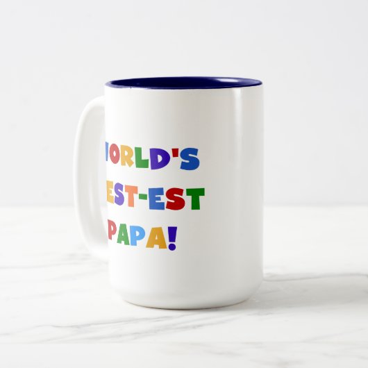 明るい色の世界で最も最高のなパパのTシャツおよびギフト ツートーンマグカップ (正面左)