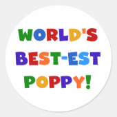 明るい色の世界で最高の最もポピーなプレゼント ラウンドシール (正面)