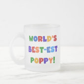 明るい色の世界のベスト米国東部標準時刻のケシのギフト フロストグラスマグカップ (左)