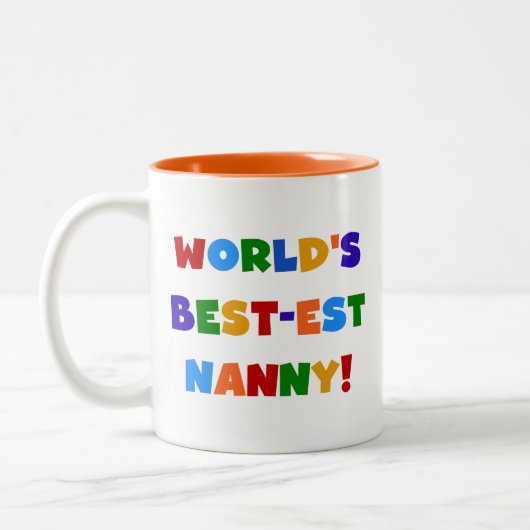 明るい色の世界のベスト米国東部標準時刻の乳母のギフト ツートーンマグカップ (左)