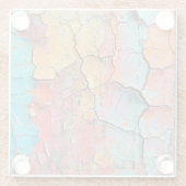 明るい色の乾燥ひび割れ絵を描た風合い ガラスコースター (裏面)