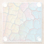 明るい色の乾燥ひび割れ絵を描た風合い ガラスコースター (裏面)