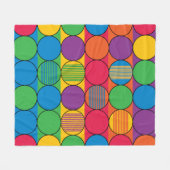 明るい色の円とストライプ フリースブランケット (正面(横))