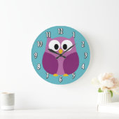 明るい色の可愛いカートゥーンフクロウ ラージ壁時計 (ホーム)