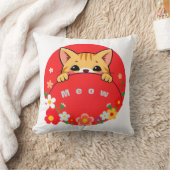 明るい色の可愛い猫 クッション (ブランケット)