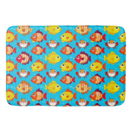 明るい色の可愛らしいアニメの魚とカニ バスマット