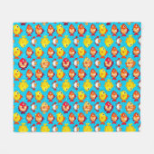 明るい色の可愛らしいアニメの魚とカニ フリースブランケット (正面(横))