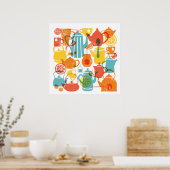 明るい色の四角いポスターのお茶 ポスター (キッチン)