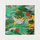 明るい色の夏のジャングルパターン。ジャングル タペストリー (正面(横))