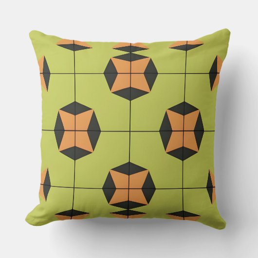 明るい色の幾何学的なタイルパターン クッション (正面)