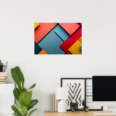 明るい色の幾何学的な形状の背景 ポスター (ホームオフィス)