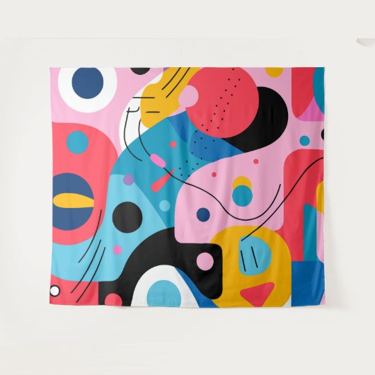 明るい色の形状お洒落ジオメトモダンリ タペストリー (正面(横))