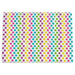 明るい色の復活祭水玉模様 ラージペーパーバッグ