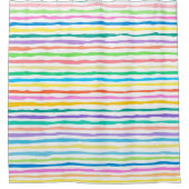 明るい色の手書き線 シャワーカーテン (正面)