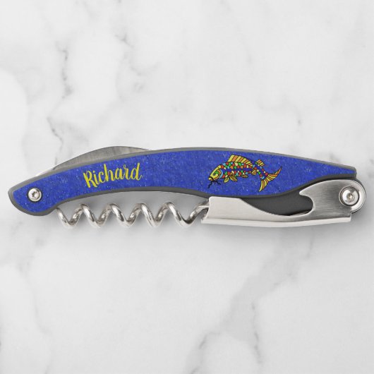 明るい色の抽象芸術のグ鮮やかルー ソムリエナイフ (裏面)